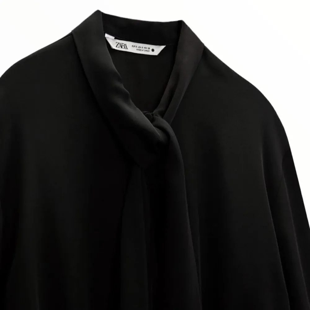 ZARA | Black | TIED MINI DRESS - Picture 4 of 12